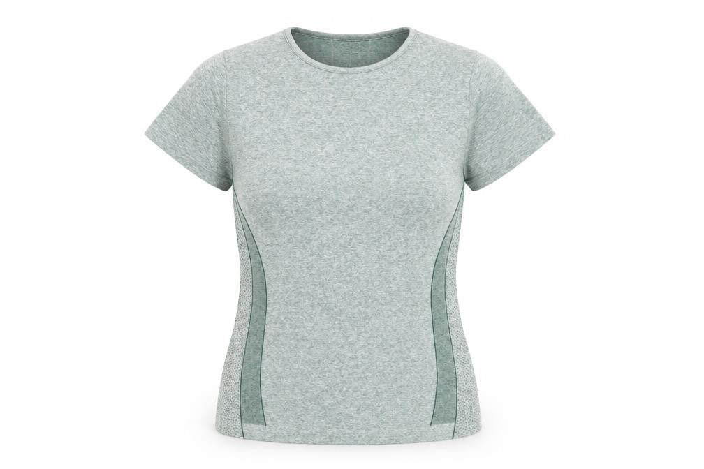 Front view of Dunnes Women’s Green Slim Fit Gym T-Shirt, size UK 8