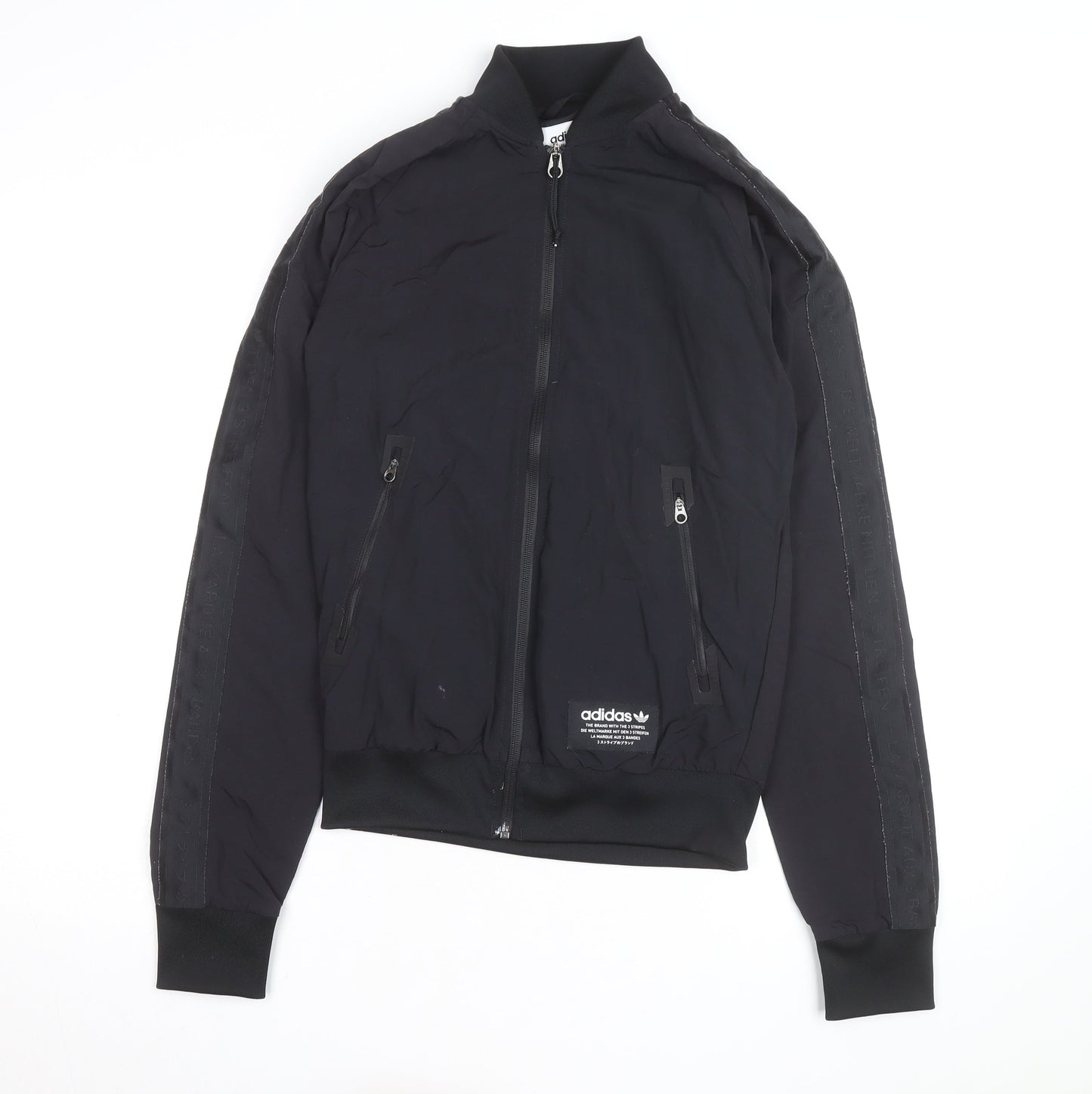 Adidas Men’s Black Small Track Jacket Full Zip Polyester Sportswear
