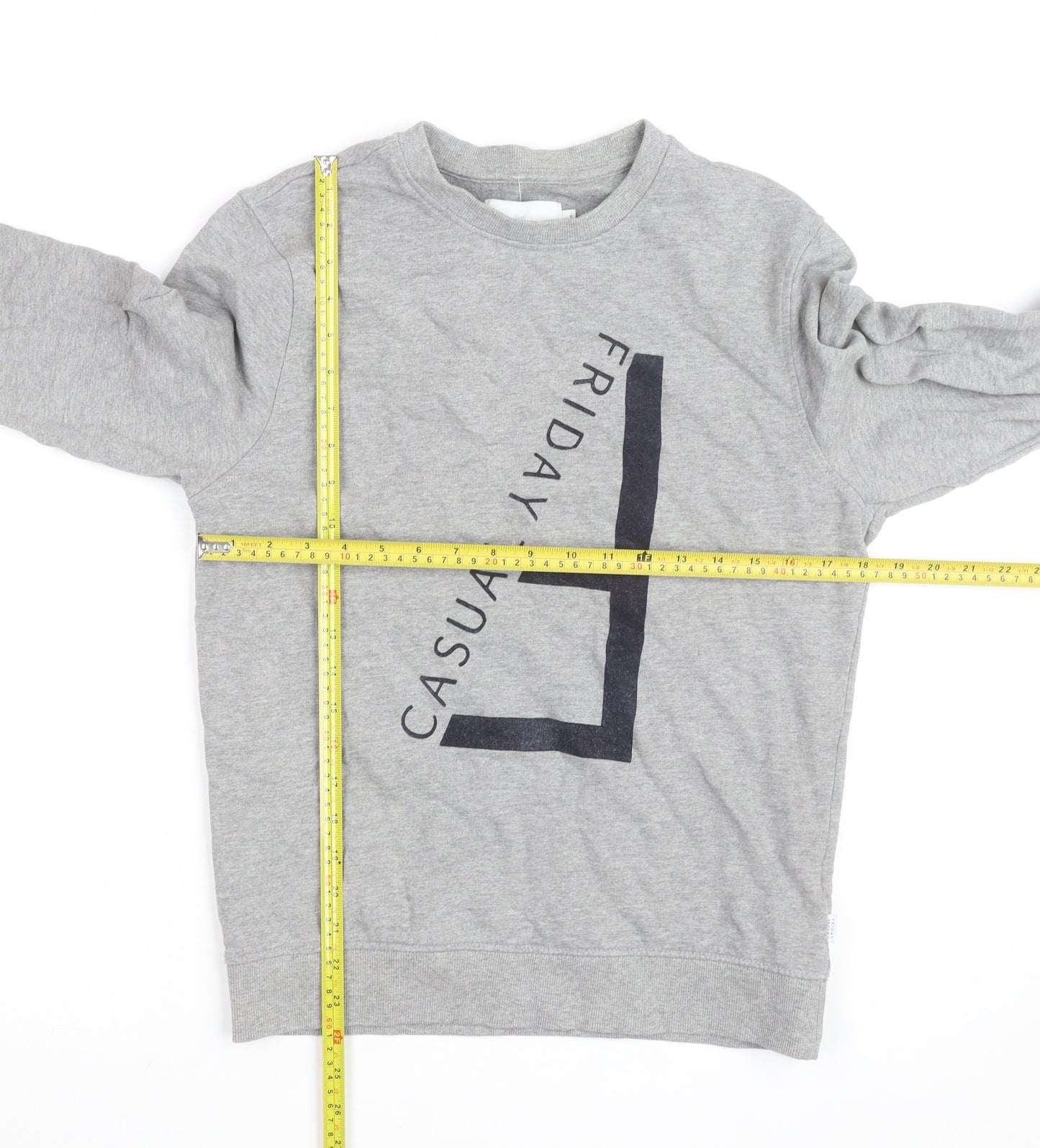 Casual Friday Men's Grey Graphic Crew Neck Sweatshirt Size S