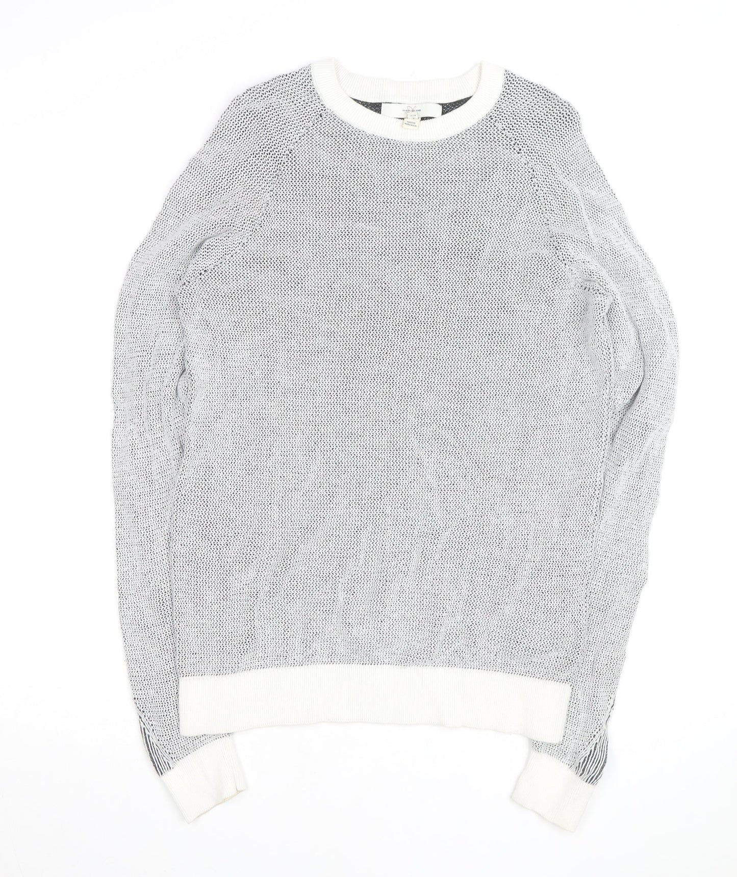 River Island Men's Grey Cotton Knit Crew Neck Jumper Size S