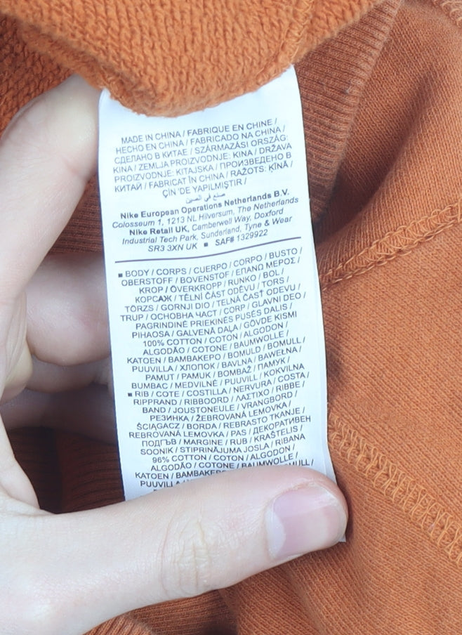 Nike Men's Orange Small Crew Neck Pullover Sweatshirt