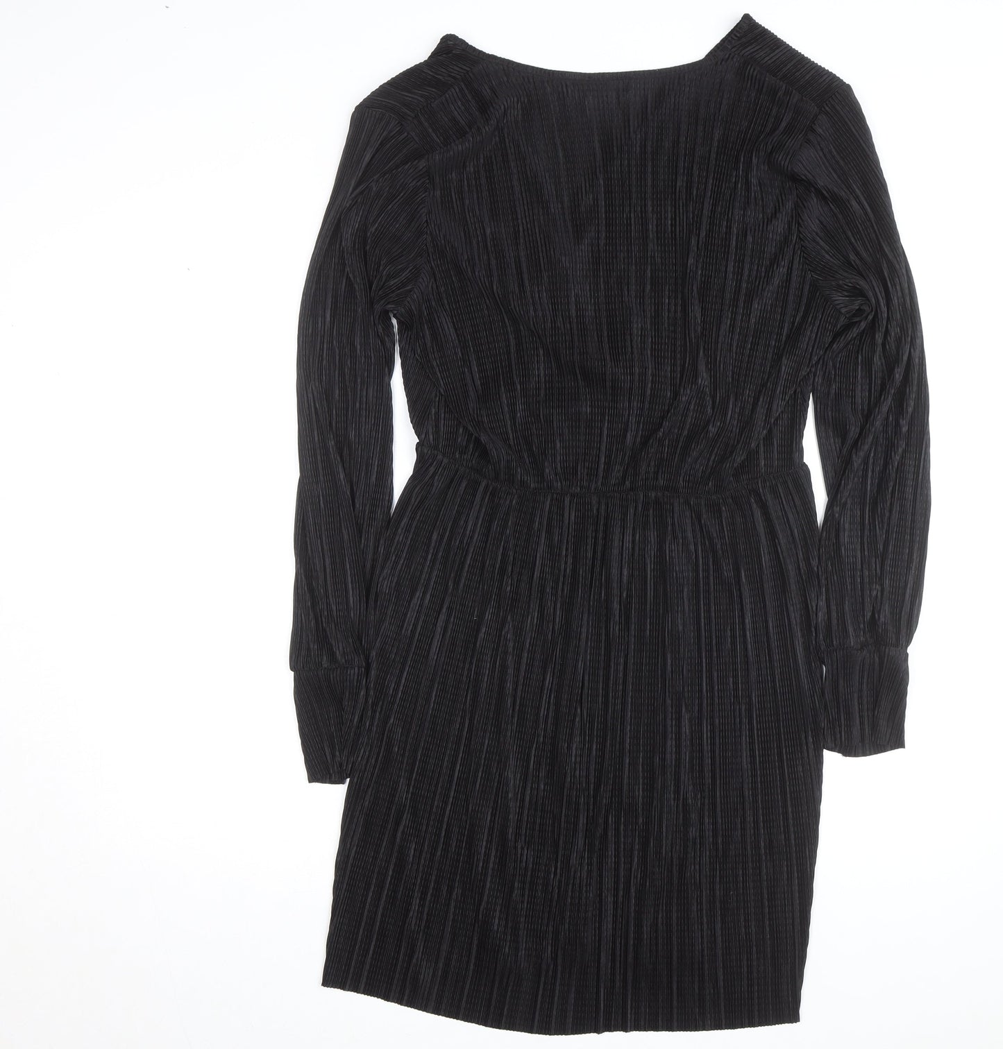 Boohoo Women’s Black Velour Wrap Dress Size 16 Long Sleeve
