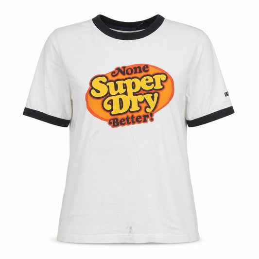 Superdry Women's White Ringer T-Shirt UK 8 Retro Graphic Top