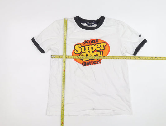 Superdry Women's White Ringer T-Shirt UK 8 Retro Graphic Top