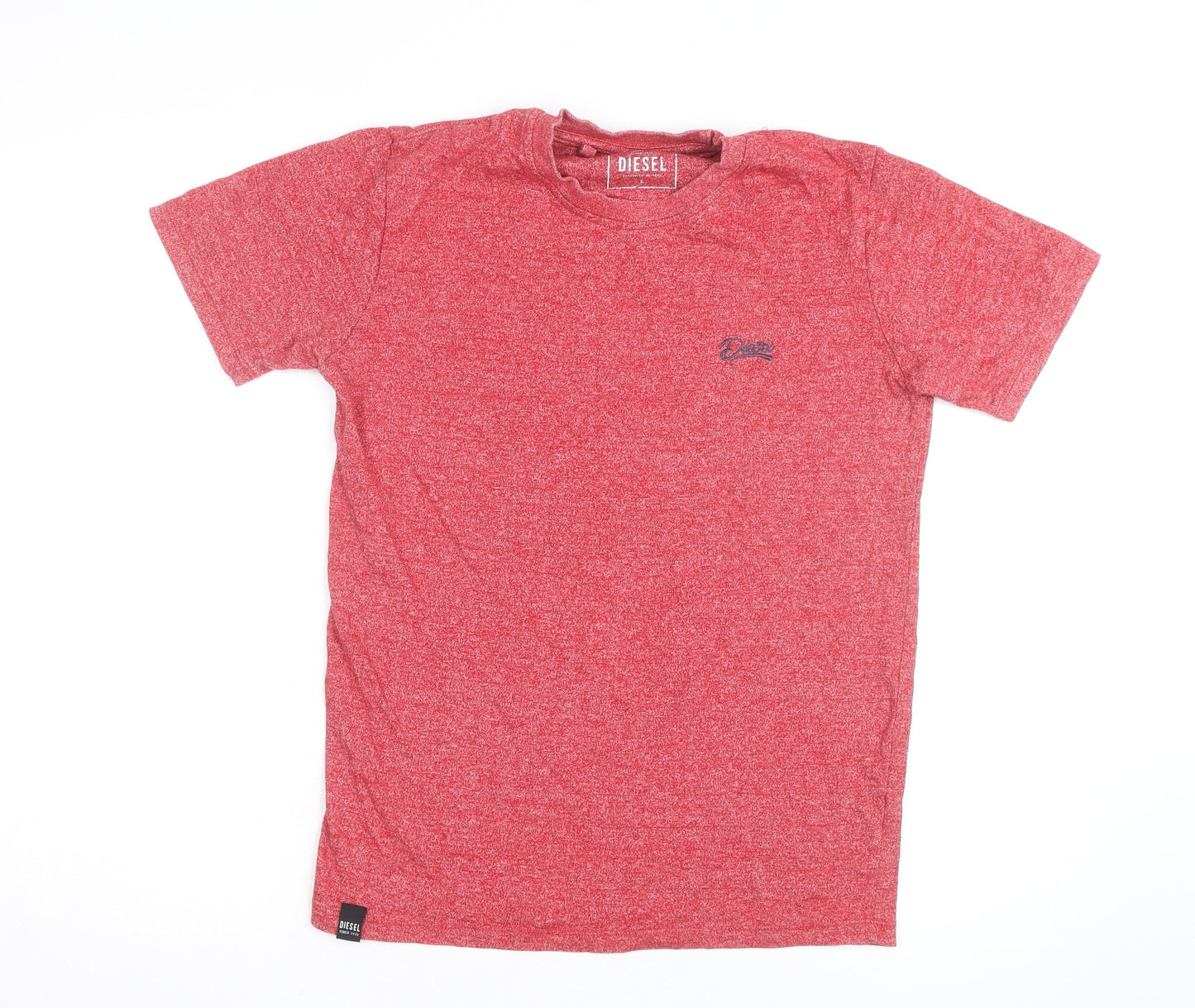 Diesel Men's Red Crew Neck Short Sleeve Cotton Blend T-Shirt Size S