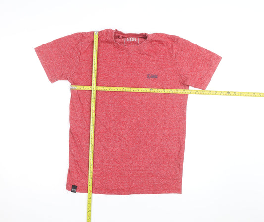 Diesel Men's Red Crew Neck Short Sleeve Cotton Blend T-Shirt Size S