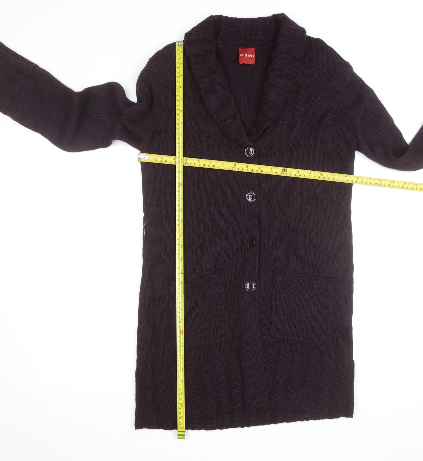 Olsen Women Purple Wool Blend Long Sleeve Cardigan Size M