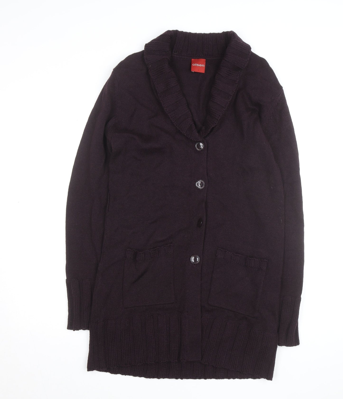 Olsen Women Purple Wool Blend Long Sleeve Cardigan Size M