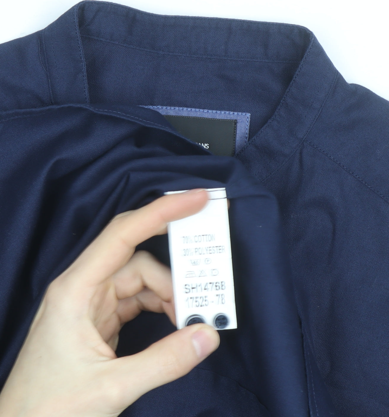 Remus Uomo Jeans Men's Blue Slim Fit Band Collar Long Sleeve Shirt Size 17.5