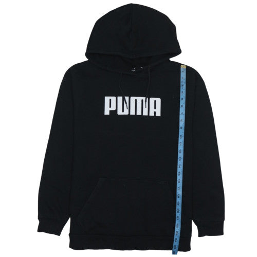 Puma Men’s Black Pullover Hoodie Medium Logo Fleece Sweatshirt
