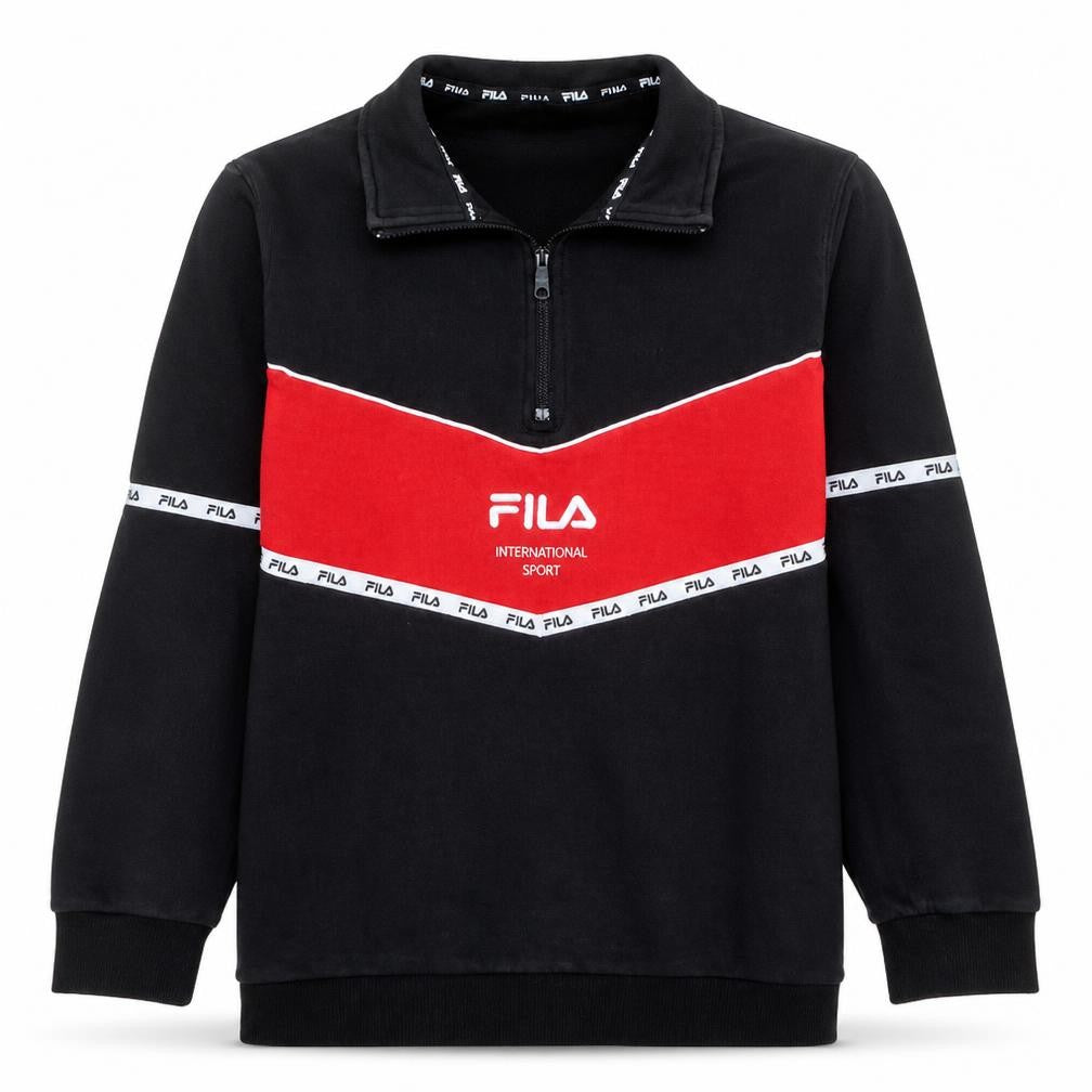 Fila Men's Black Red 1/4 Zip Sweatshirt Small Sport Fleece