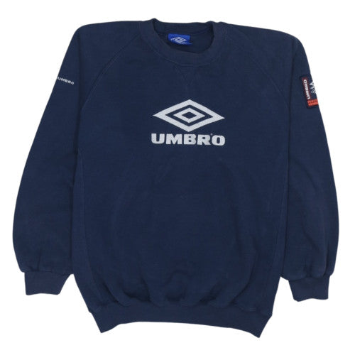 Umbro Men’s Blue Pullover Sweatshirt L Embroidered Logo Retro Sports