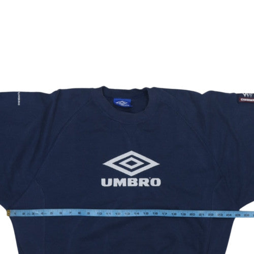 Umbro Men’s Blue Pullover Sweatshirt L Embroidered Logo Retro Sports