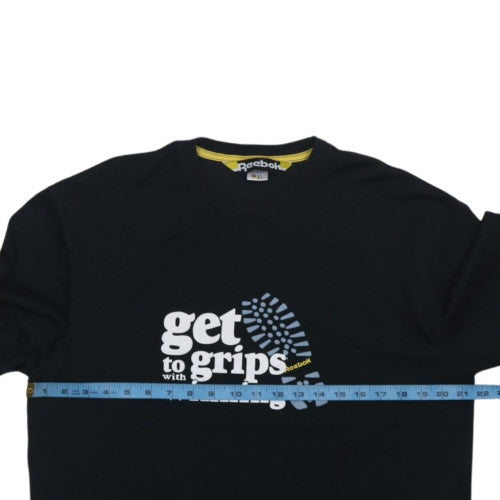 Reebok Men's Black Graphic Print Long Sleeve Pullover Sweatshirt Size L