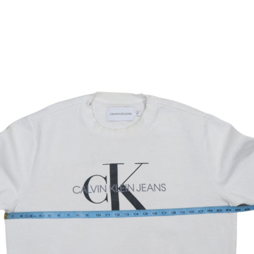 Calvin Klein Jeans Men's White Logo Pullover Sweatshirt M