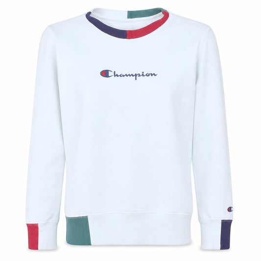 Champion Women's White Colourblock Crew Neck Sweatshirt Small