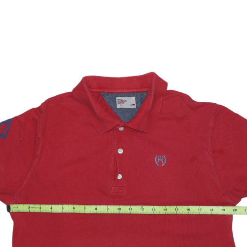 Tommy Hilfiger Men's Red Long Sleeve Layered Effect Polo Shirt Size L