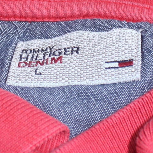 Tommy Hilfiger Men's Red Long Sleeve Layered Effect Polo Shirt Size L