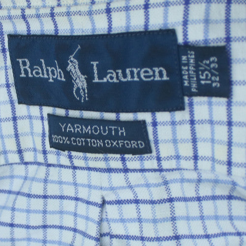 Ralph Lauren Men’s Blue Check Cotton Yarmouth Button-Down Shirt 15.5