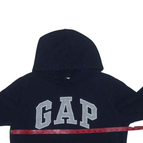 GAP Womens Navy Blue Pullover Hoodie M Cotton Blend Logo Casual