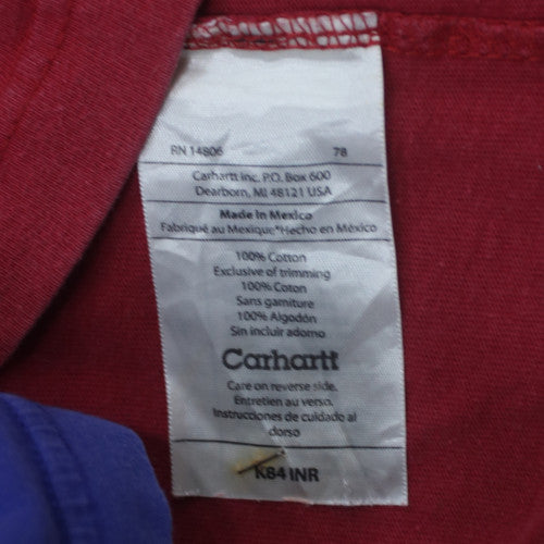 Carhartt Men's Red Short Sleeve Henley Cotton T-Shirt XL Workwear