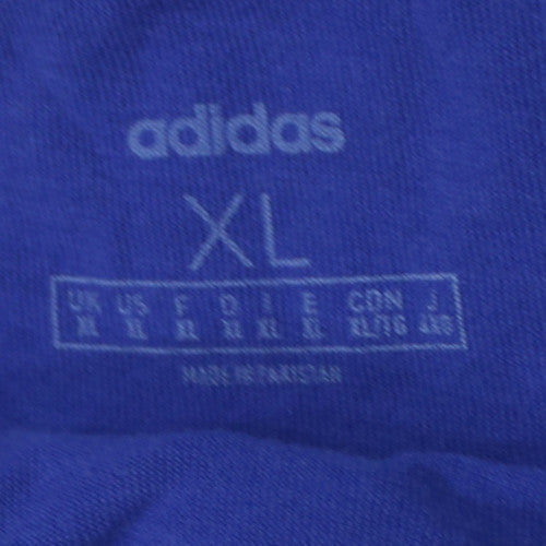 Adidas Men's Blue XL Crew Neck Cotton Graphic T-Shirt