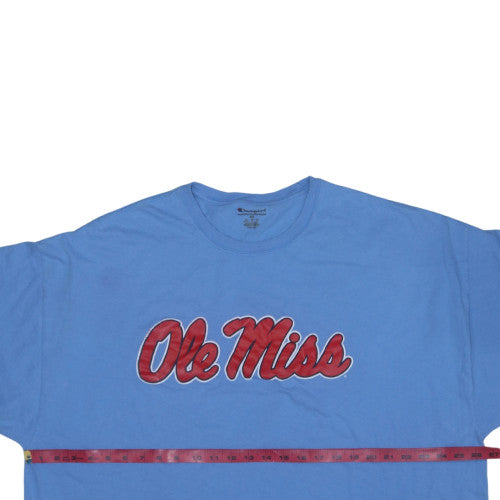 Champion Men's Blue Ole Miss Graphic T-Shirt 3XL Cotton Crew Neck