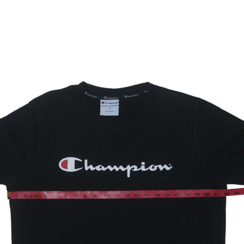 Champion Men's Black Pullover Sweatshirt M Crew Neck Logo Fleece