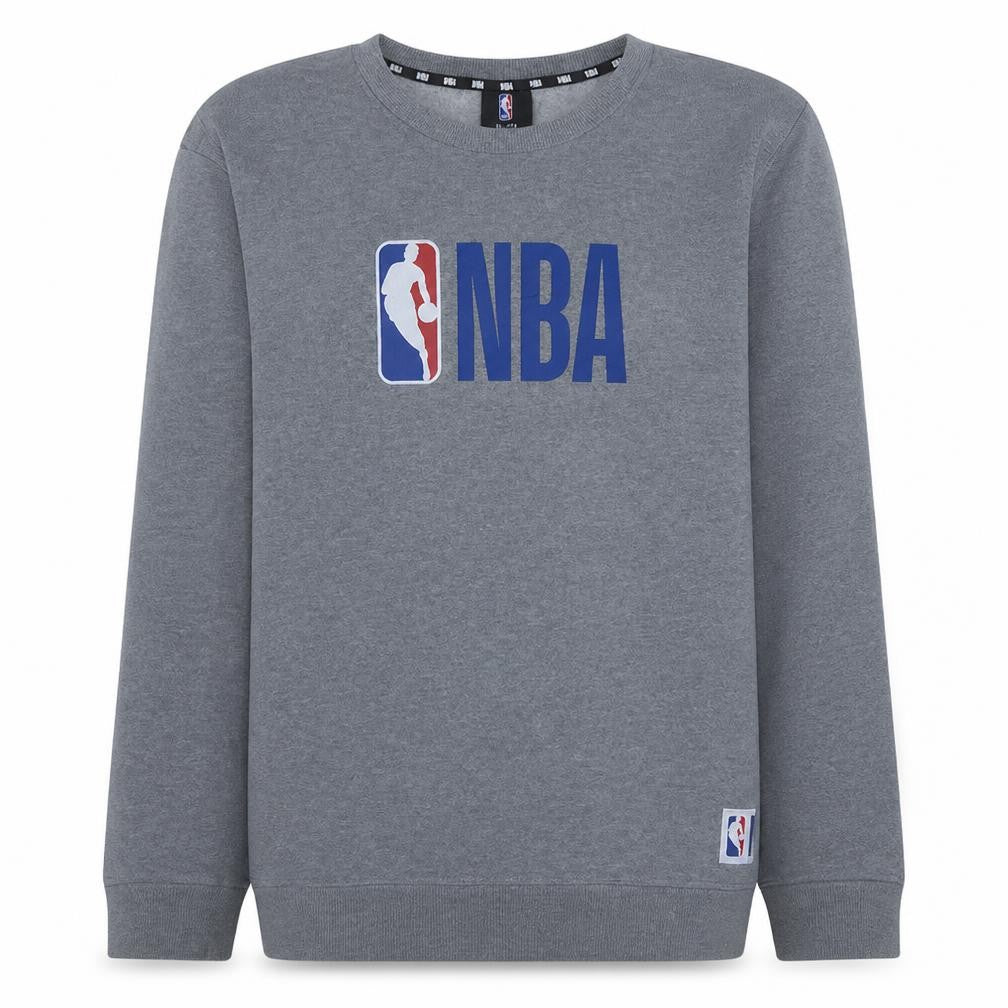 Front view of NBA boys’ grey logo pullover sweatshirt 16 years fleece lined