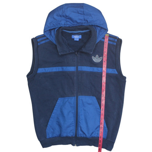 adidas Men's Blue Full Zip Sleeveless Hoodie Vest M