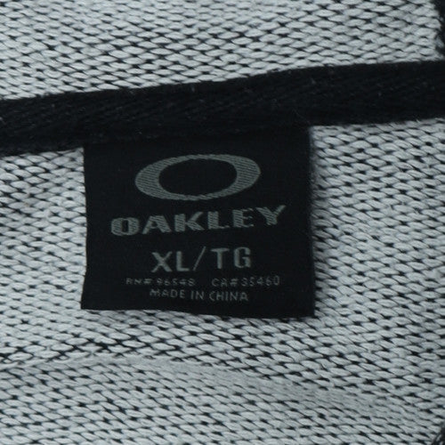 Oakley Men's Grey Striped Full Zip Hoodie XL - Casual Winter Sweatshirt