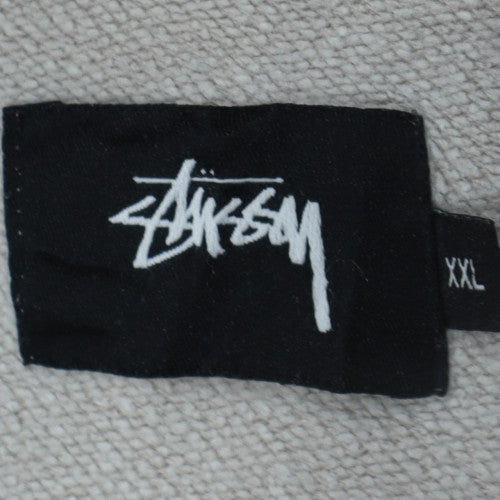 Stussy Mens Grey 2XL Pullover Hoodie with Logo Pocket