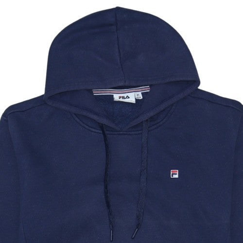FILA Men's Blue Pullover Hoodie L Logo Fleece Sweatshirt