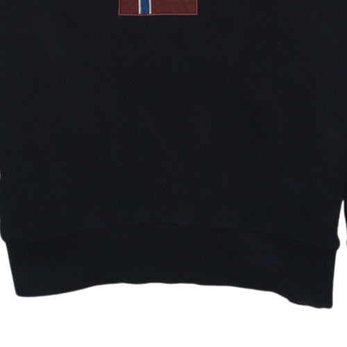 Napapijri Men’s Black Pullover Hoodie M Embroidered Flag Logo