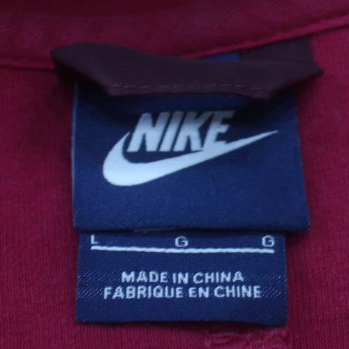 Nike Women Red Full Zip Hoodie L Cotton Blend Casual