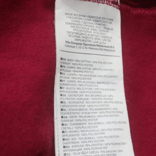 Nike Women Red Full Zip Hoodie L Cotton Blend Casual