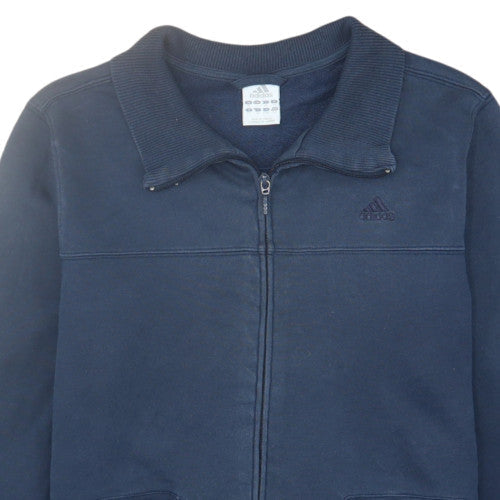 Adidas Womens Navy Full Zip Sweatshirt Size 18 Cotton Blend Casual