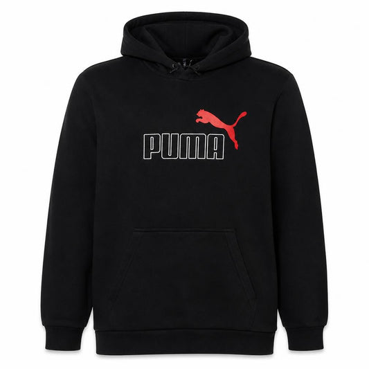 Puma Men's Black 2XL Pullover Hoodie with Logo Detail