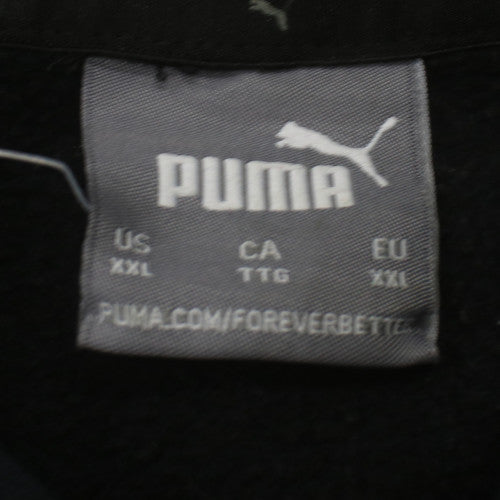 Puma Men's Black 2XL Pullover Hoodie with Logo Detail