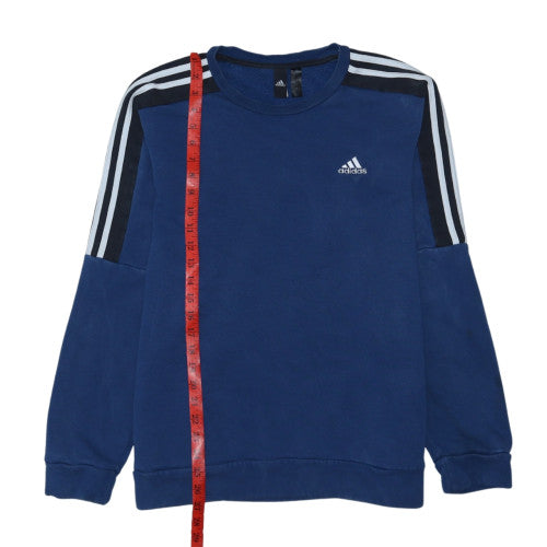 Adidas Men Blue Pullover Crew Neck Sweatshirt Size L