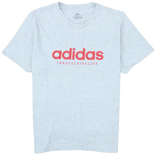 Adidas Men’s Grey XL T-Shirt Three Stripe Life Sports Logo Top