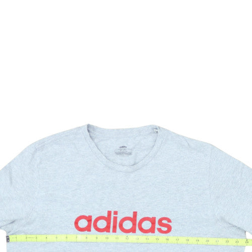 Adidas Men’s Grey XL T-Shirt Three Stripe Life Sports Logo Top