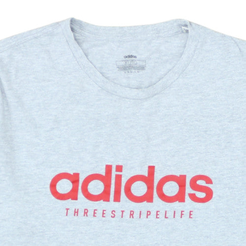 Adidas Men’s Grey XL T-Shirt Three Stripe Life Sports Logo Top