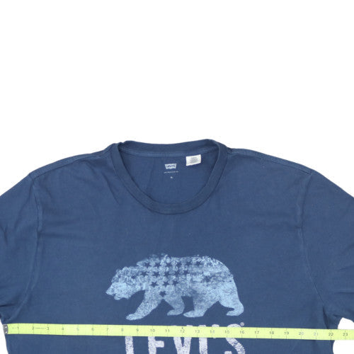 Levi's Men's Blue Graphic Bear Logo Crew Neck Cotton T-Shirt XL