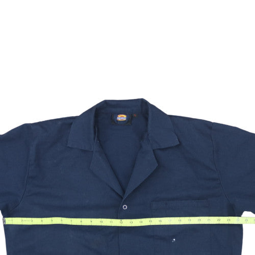 Dickies Men's Blue Long Workwear Coat L Twill Button Front