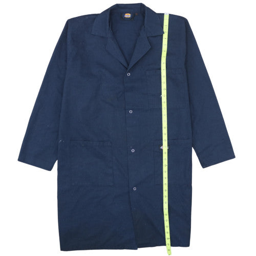 Dickies Men's Blue Long Workwear Coat L Twill Button Front