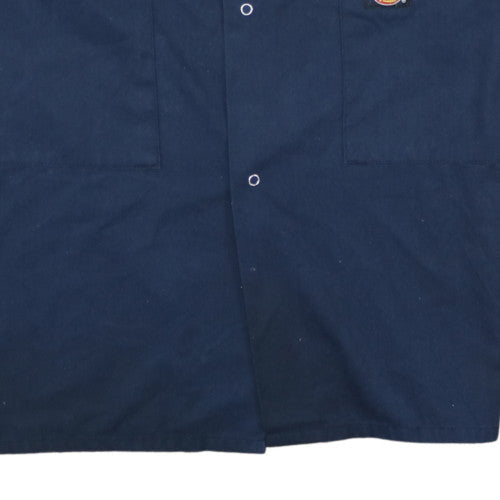 Dickies Men's Blue Long Workwear Coat L Twill Button Front