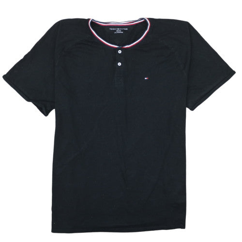 Tommy Hilfiger Men's Black 3XL Short Sleeve Henley Cotton T-Shirt