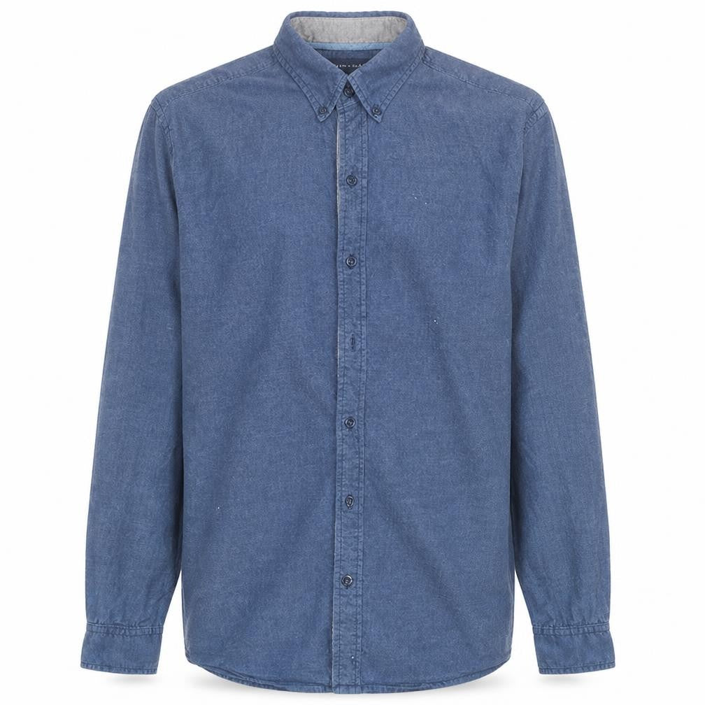Tommy Hilfiger Men’s Blue Cotton Long Sleeve Button-Up Shirt Size M