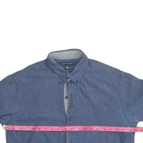 Tommy Hilfiger Men’s Blue Cotton Long Sleeve Button-Up Shirt Size M